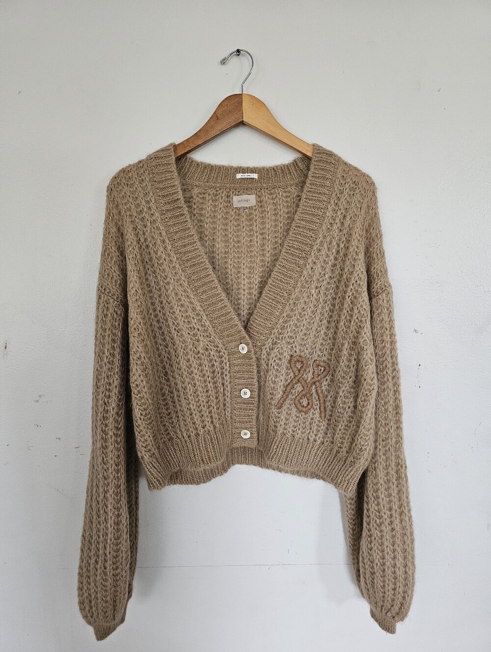Mother Puffy Sleeve Varsity Cardigan